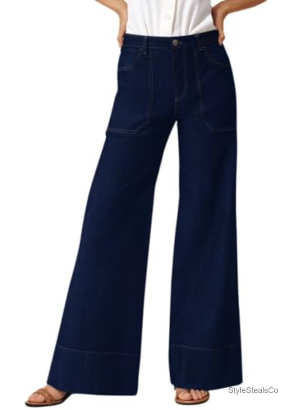 Womens Wide Leg Baggy High Waist Boyfriend Denim Jeans